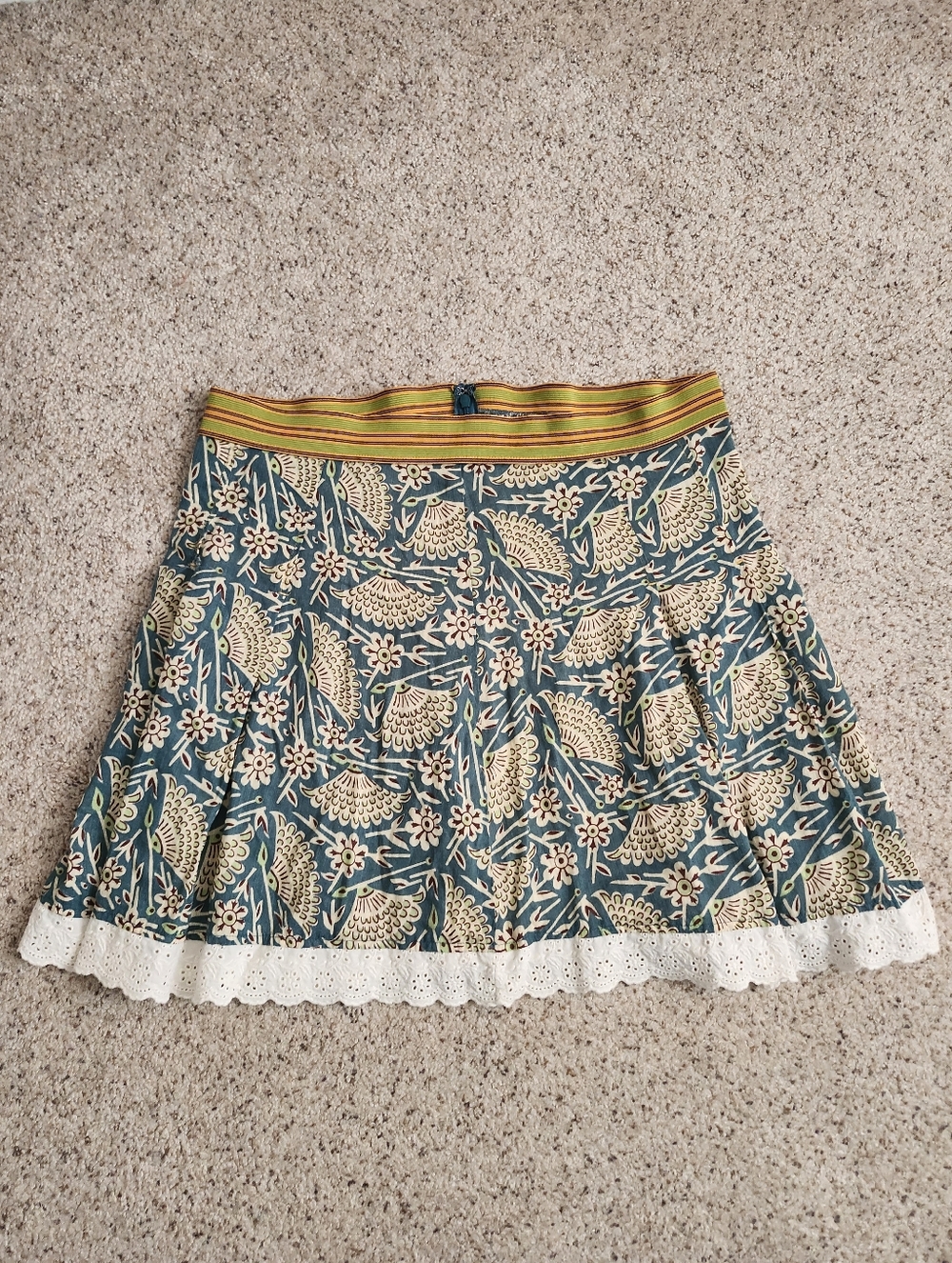 Free People Y2k Cotton Floral Mini Skirt with Striped Elastic Waistband